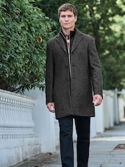 Charcoal Grey Signature Wool Rich Textured Epsom Overcoat - Image 2 of 10