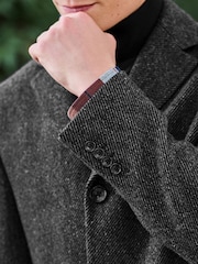 Charcoal Grey Signature Wool Rich Textured Epsom Overcoat - Image 5 of 10