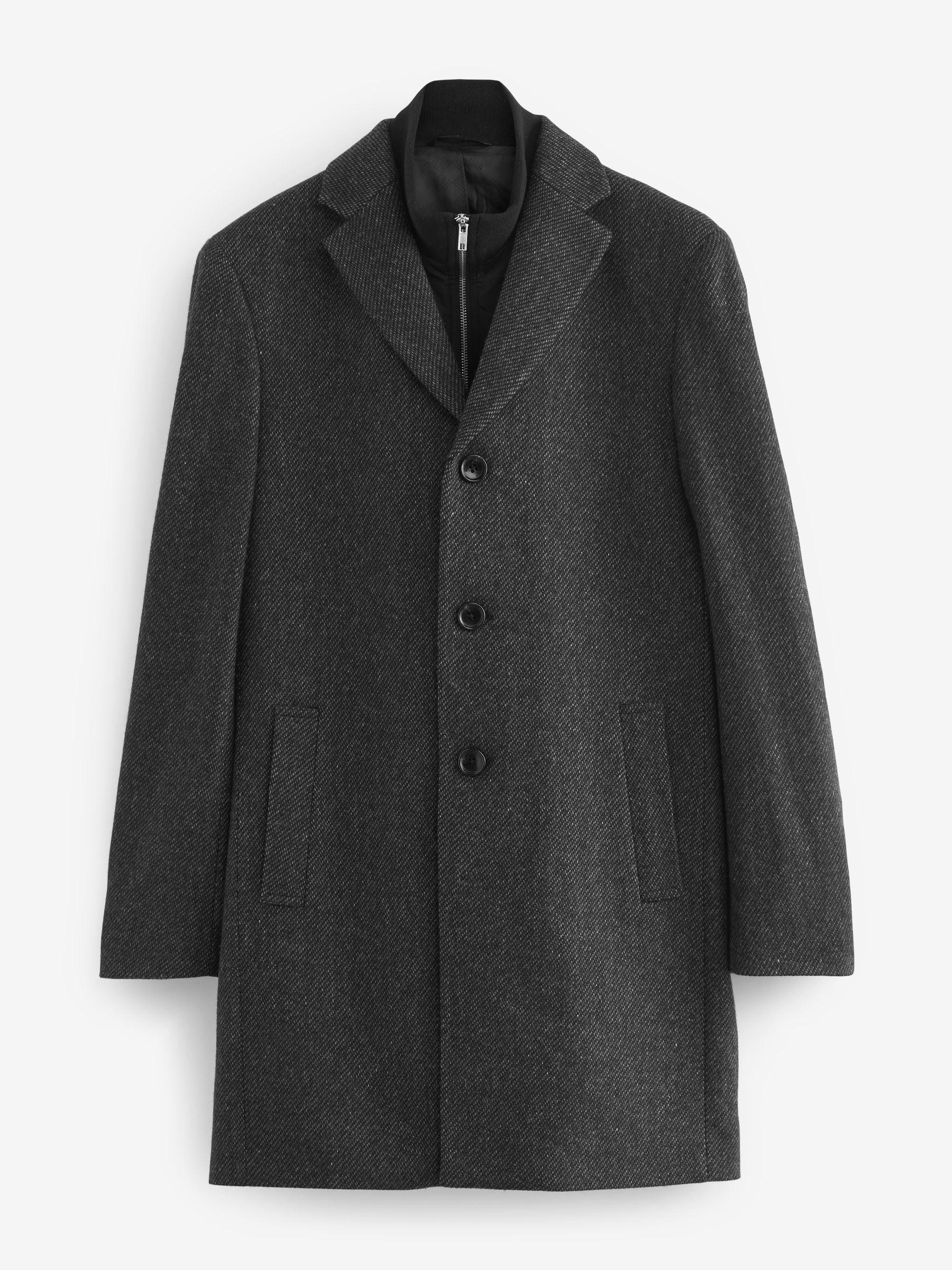 Buy Charcoal Grey Signature Wool Rich Textured Epsom Overcoat from Next Austria