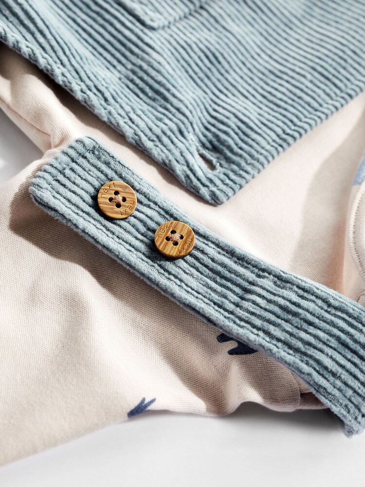 Teal Blue Baby Corduroy Dungaree And Bodysuit Set (0mths-2yrs) - Image 6 of 9