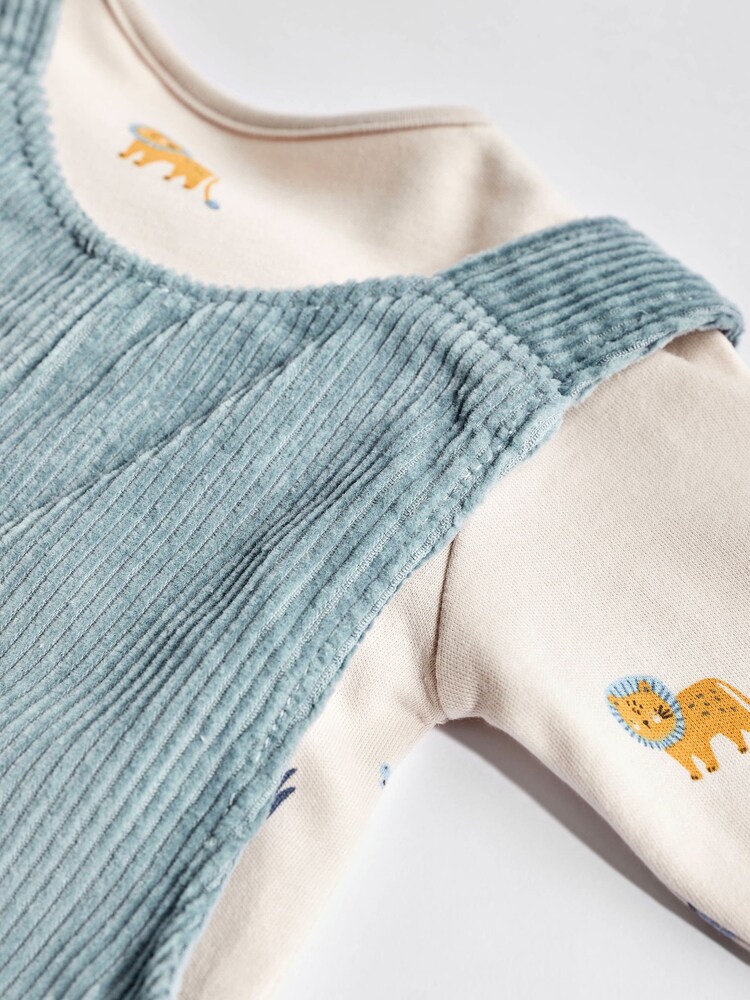 Teal Blue Baby Corduroy Dungaree And Bodysuit Set (0mths-2yrs) - Image 7 of 9
