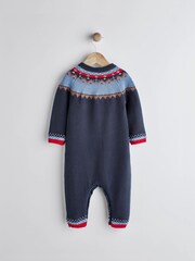 Navy Blue/Red Fairisle Pattern Christmas Icon Baby Romper (0mths-2yrs) - Image 4 of 8