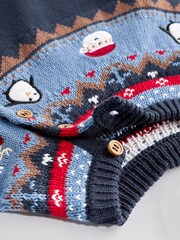 Navy Blue/Red Fairisle Pattern Christmas Icon Baby Romper (0mths-2yrs) - Image 6 of 8