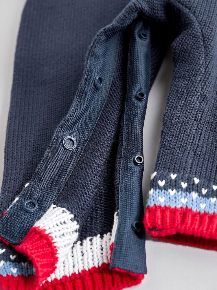 Navy Blue/Red Fairisle Pattern Christmas Icon Baby Romper (0mths-2yrs) - Image 8 of 8