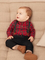 Rot - 3 teiliges Set bestehend aus Hemd, Body, Hose und Hosenträgern (0 Monate–2 Jahre) - Bild 1 von 14