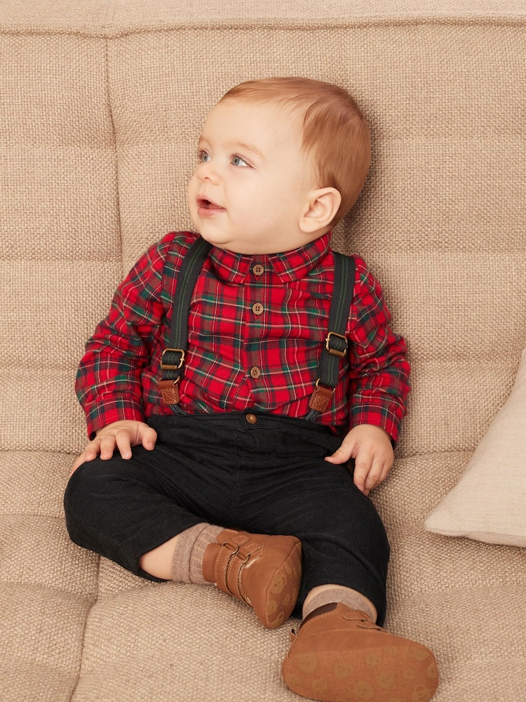 Rot - 3 teiliges Set bestehend aus Hemd, Body, Hose und Hosenträgern (0 Monate–2 Jahre) - Bild 1 von 14