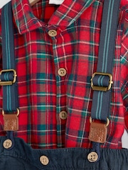 Rot - 3 teiliges Set bestehend aus Hemd, Body, Hose und Hosenträgern (0 Monate–2 Jahre) - Bild 10 von 14