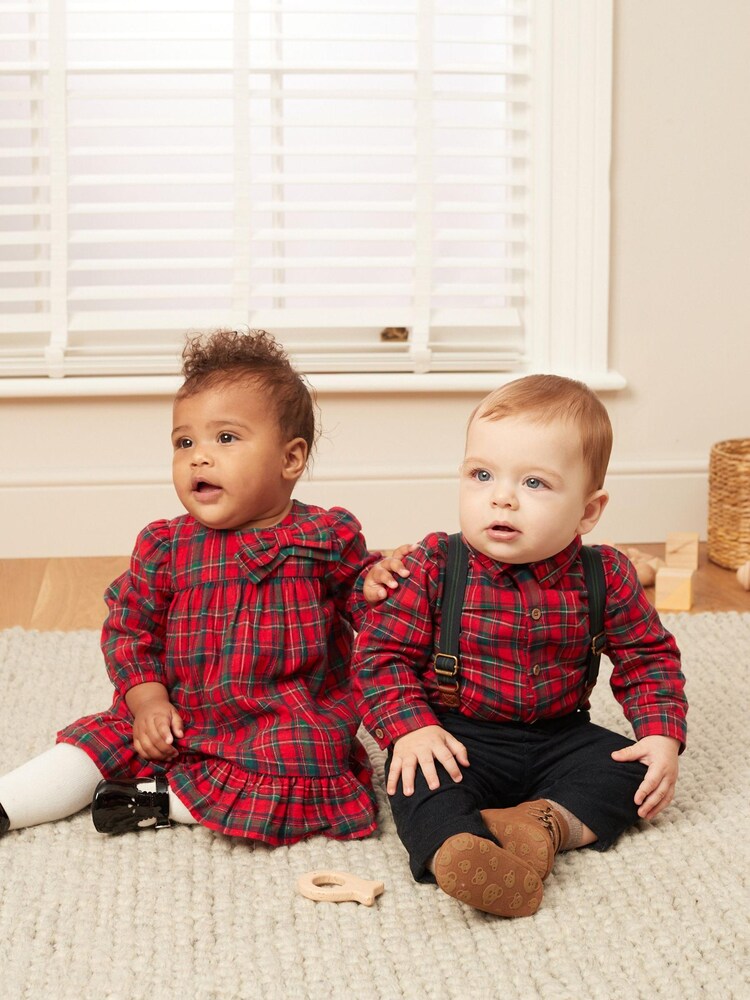 Rot - 3 teiliges Set bestehend aus Hemd, Body, Hose und Hosenträgern (0 Monate–2 Jahre) - Bild 2 von 14