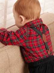 Rot - 3 teiliges Set bestehend aus Hemd, Body, Hose und Hosenträgern (0 Monate–2 Jahre) - Bild 5 von 14