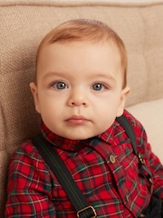 Rot - 3 teiliges Set bestehend aus Hemd, Body, Hose und Hosenträgern (0 Monate–2 Jahre) - Bild 6 von 14