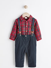 Rot - 3 teiliges Set bestehend aus Hemd, Body, Hose und Hosenträgern (0 Monate–2 Jahre) - Bild 7 von 14