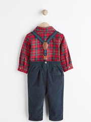 Rot - 3 teiliges Set bestehend aus Hemd, Body, Hose und Hosenträgern (0 Monate–2 Jahre) - Bild 8 von 14