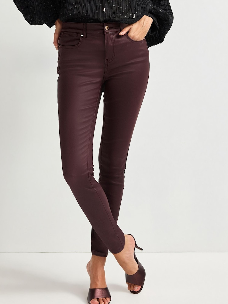 Berry Red Coated Skinny Jeans - Image 1 of 5