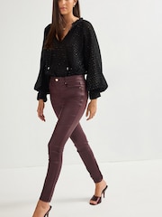 Berry Red Coated Skinny Jeans - Image 2 of 5