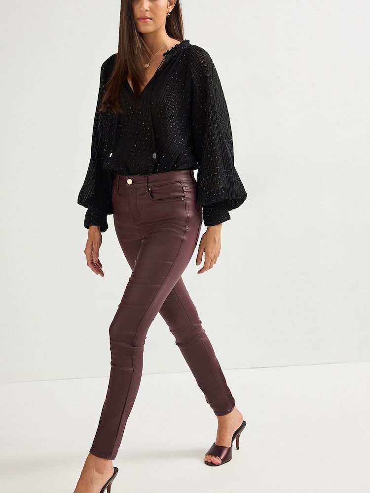 Berry Red Coated Skinny Jeans - Image 2 of 5