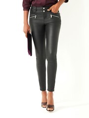 Black Coated Biker Skinny Jeans - Image 1 of 1
