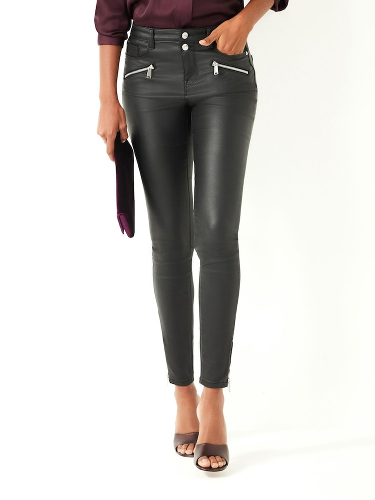 Black Coated Biker Skinny Jeans - Image 1 of 1