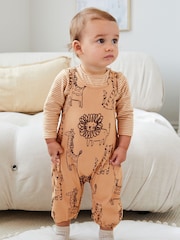 Rust Brown Safari Print Baby Dungarees And Bodysuit Set (0mths-3yrs) - Image 1 of 9