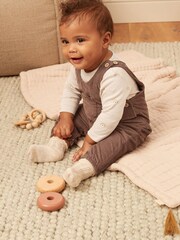 Chocolate Brown Corduroy Baby Dunagrees and Bodysuit Set (0-18mths) - Image 10 of 12