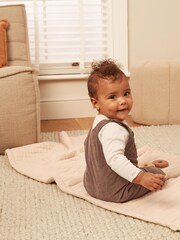 Chocolate Brown Corduroy Baby Dunagrees and Bodysuit Set (0-18mths) - Image 11 of 12