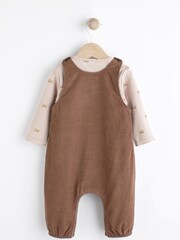 Chocolate Brown Corduroy Baby Dunagrees and Bodysuit Set (0-18mths) - Image 2 of 12