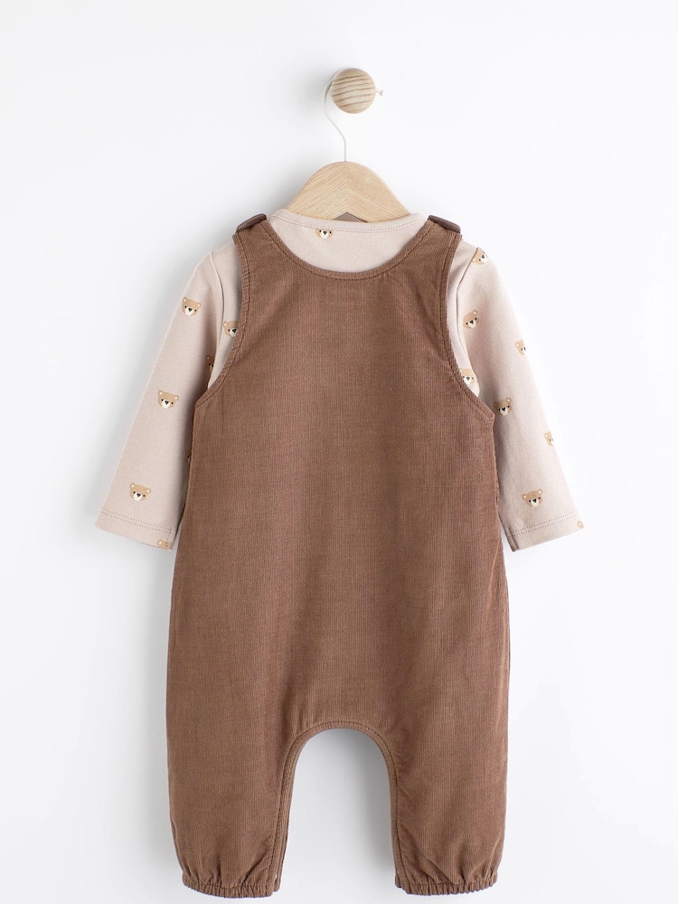 Chocolate Brown Corduroy Baby Dunagrees and Bodysuit Set (0-18mths) - Image 2 of 12