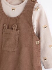 Chocolate Brown Corduroy Baby Dunagrees and Bodysuit Set (0-18mths) - Image 3 of 12