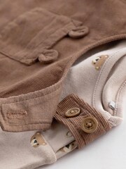 Chocolate Brown Corduroy Baby Dunagrees and Bodysuit Set (0-18mths) - Image 5 of 12