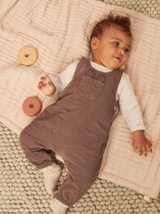 Chocolate Brown Corduroy Baby Dunagrees and Bodysuit Set (0-18mths) - Image 9 of 12