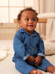 Denim Baby Utility Romper (0mths-2yrs) - Image 1 of 7