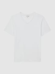 Reiss White Dayton Cotton V-Neck T-Shirt - Image 2 of 5