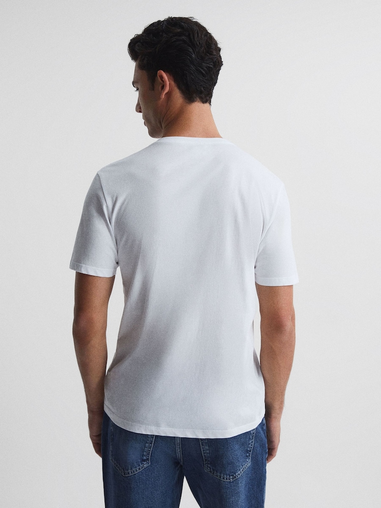 Reiss White Dayton Cotton V-Neck T-Shirt - Image 5 of 5