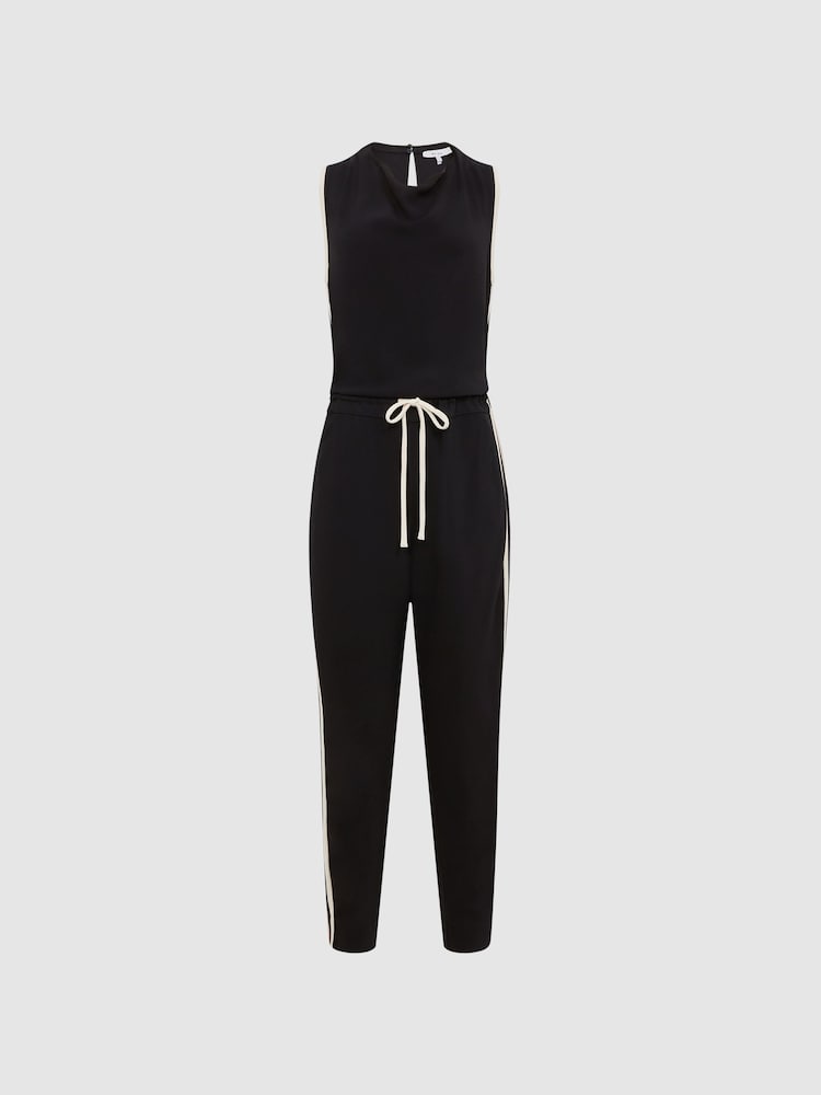 Reiss Black Tyla Side Stripe Jumpsuit - Image 2 of 6
