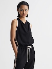 Reiss Black Tyla Side Stripe Jumpsuit - Image 3 of 6