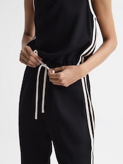 Reiss Black Tyla Side Stripe Jumpsuit - Image 4 of 6