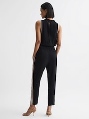 Reiss Black Tyla Side Stripe Jumpsuit - Image 5 of 6