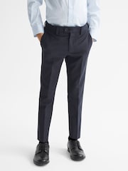 Reiss Navy Hope Senior Modern Fit Mixer Trousers - Image 1 of 6