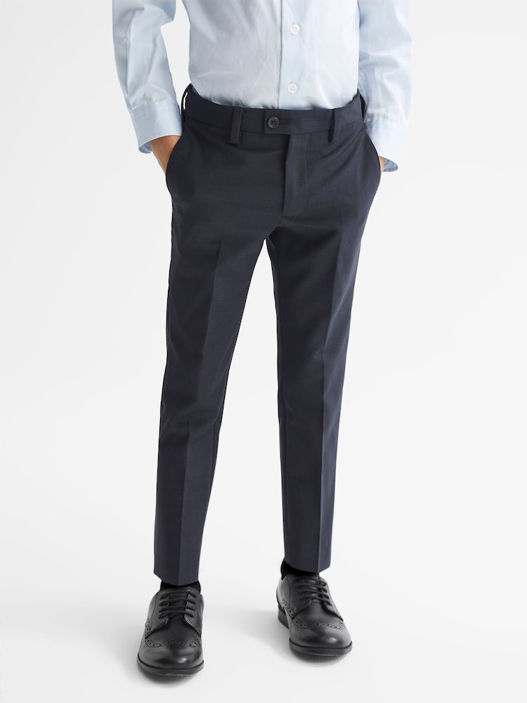Reiss Navy Hope Senior Modern Fit Mixer Trousers - Image 1 of 6