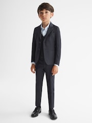 Reiss Navy Hope Senior Modern Fit Mixer Trousers - Image 4 of 6