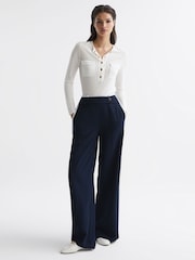 Reiss Ivory Pippa Sheer Striped Long Sleeve Top - Image 3 of 6