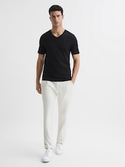 Reiss Black Dayton Cotton V-Neck T-Shirt - Image 3 of 6