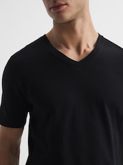 Reiss Black Dayton Cotton V-Neck T-Shirt - Image 4 of 6
