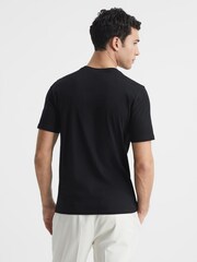 Reiss Black Dayton Cotton V-Neck T-Shirt - Image 5 of 6