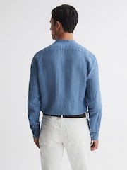 Flygvapnet Blå - Reiss Ocean Linen Grandad krage skjorta - Bild 4 av 4