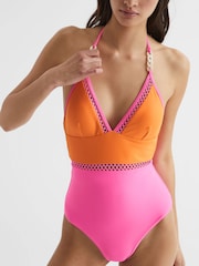 Купальник в стиле колор блок с халтером Reiss Ray - Изображение 1 из 5
