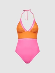 Купальник в стиле колор блок с халтером Reiss Ray - Изображение 2 из 5