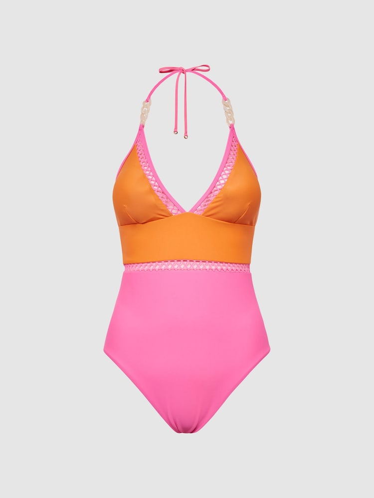 Купальник в стиле колор блок с халтером Reiss Ray - Изображение 2 из 5