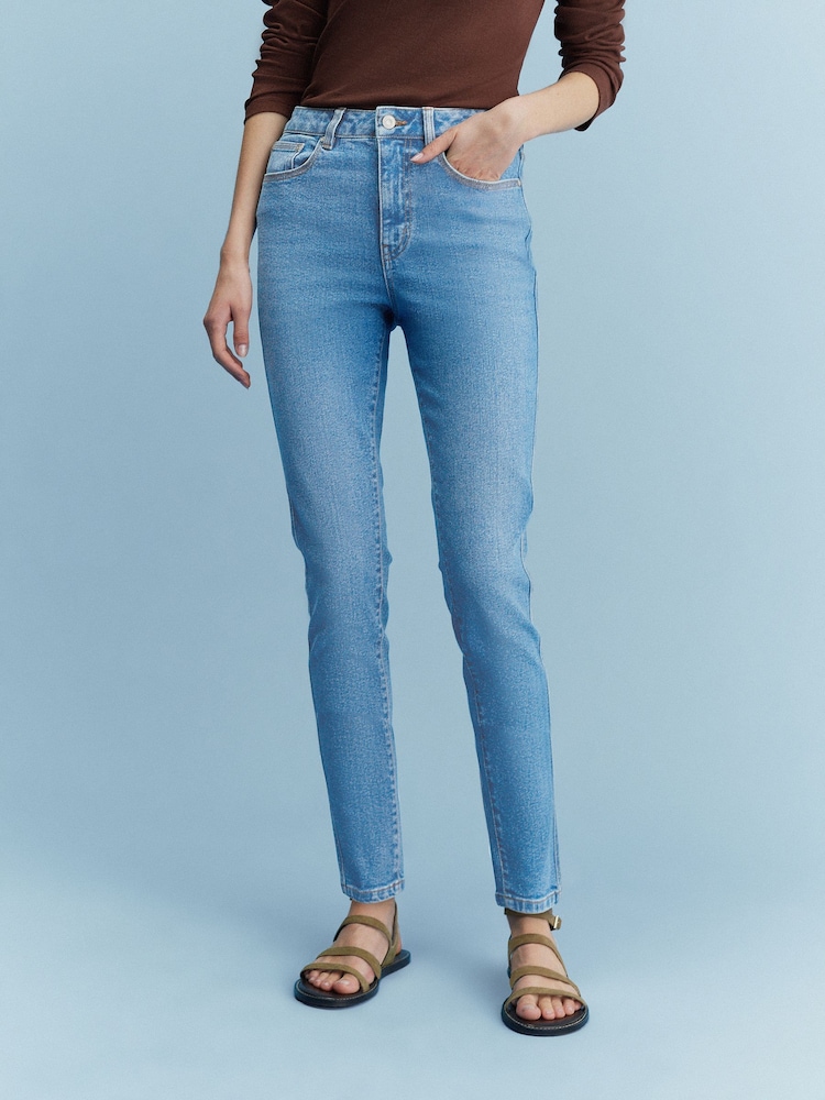 Mid Blue Mom Comfort Stretch Jeans - Image 2 of 5 Mid Blue Mom Comfort Stretch Jeans - Image 2 of 5