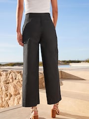 Black Cotton Rich Cropped Chino Utility Trousers - Image 3 of 5