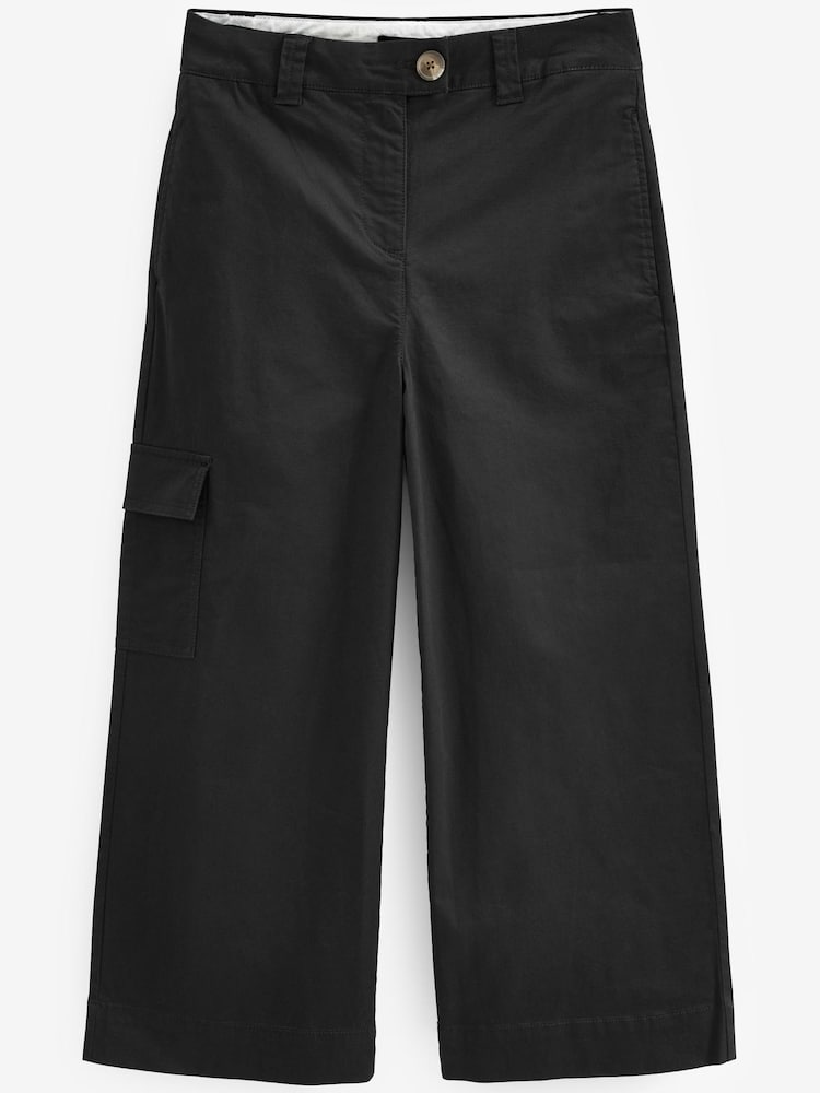 Black Cotton Rich Cropped Chino Utility Trousers - Image 5 of 5